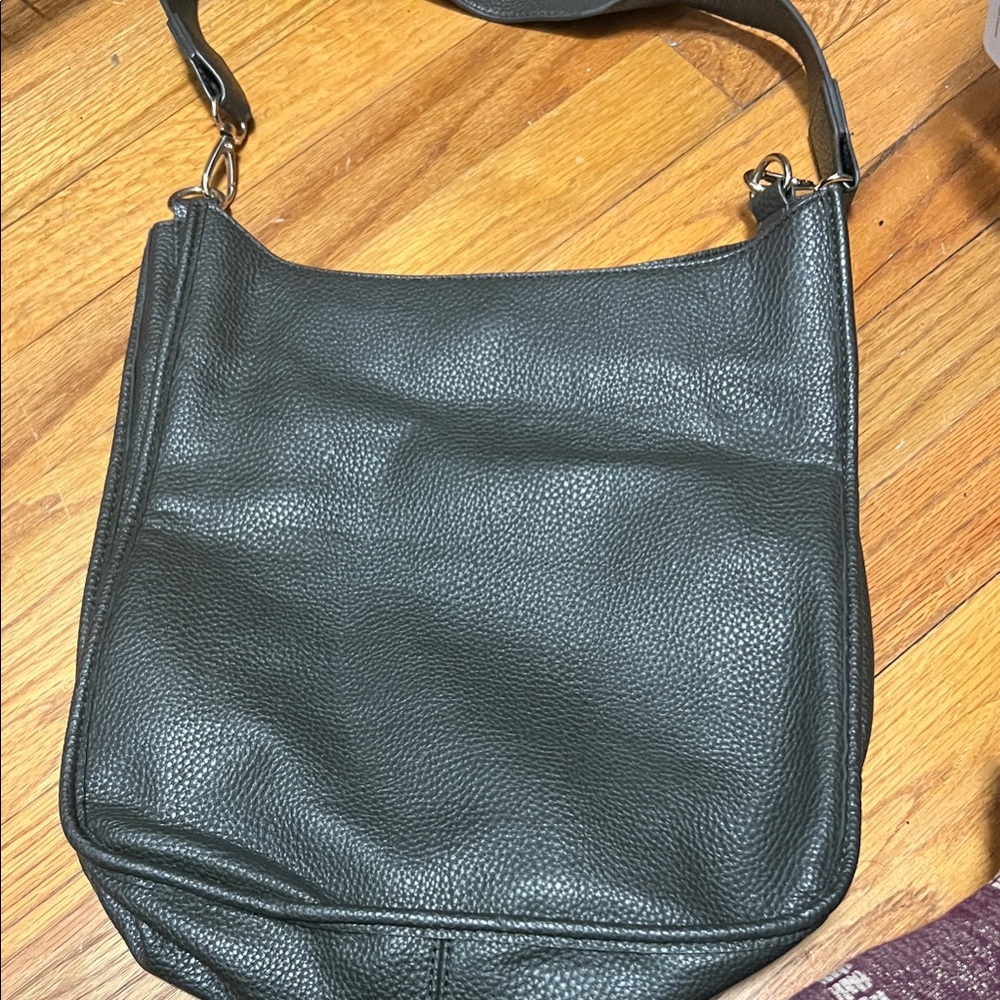 White House Black Market Dark Green/Deep Olive Leather Shoulder Bag